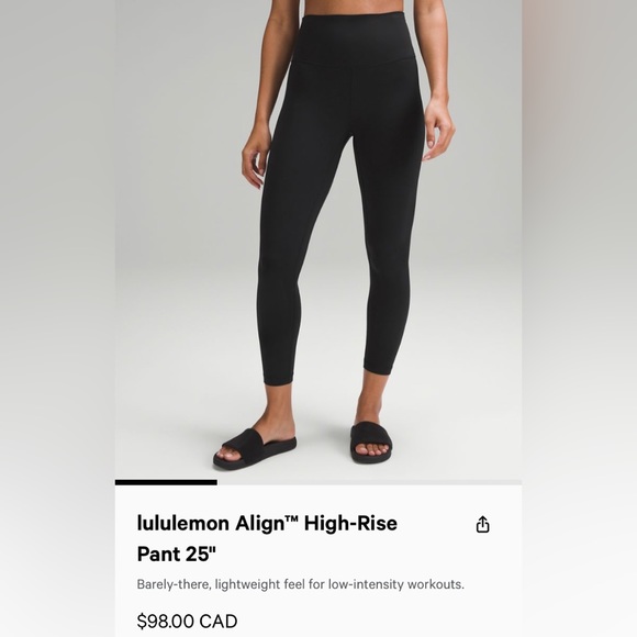 lululemon athletica Pants - Lululemon Align H-R Pant 25" black BNWT